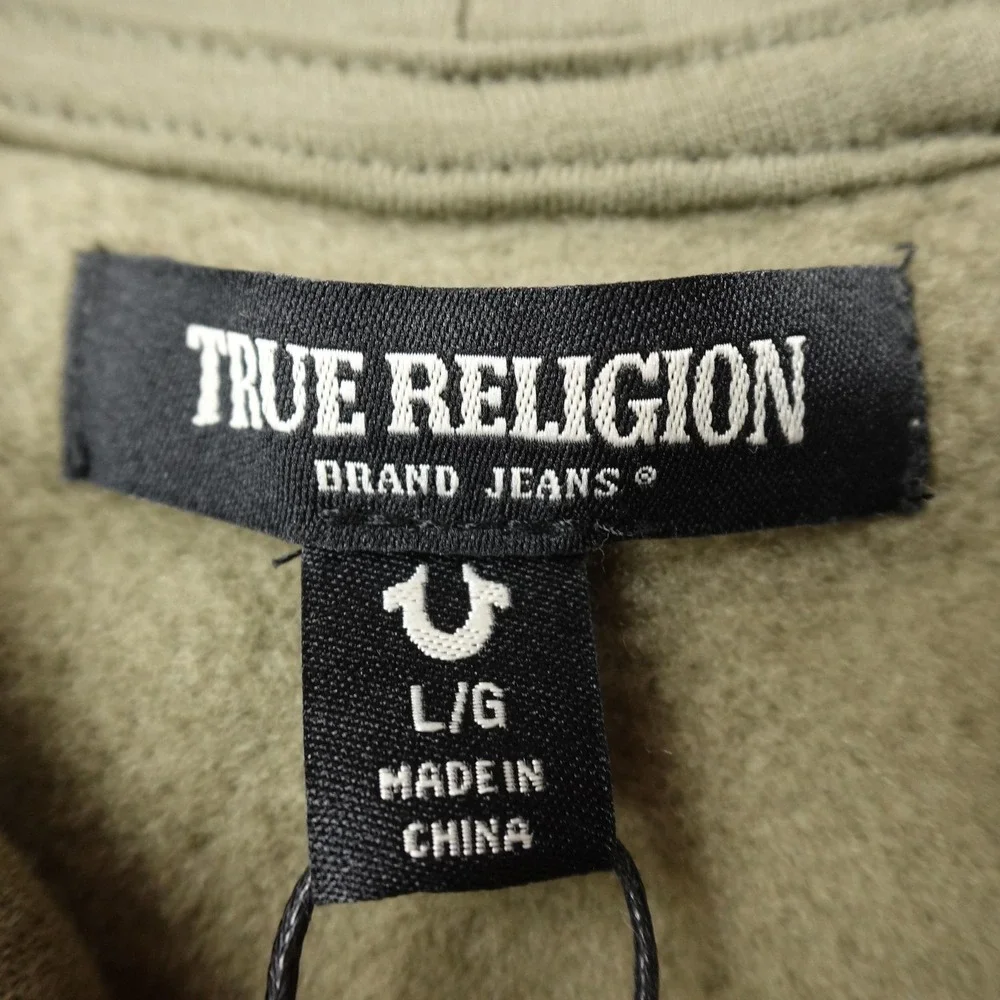 NEW True Religion Hoodie Mens L Green Buddha Graphic Full Zip Sweatshirt‎ Jacket